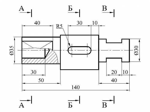 Начертить разрезы вала,заранее ,(2фото пример)
