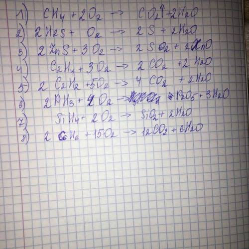40 ! составьте уравнения взаимодействия кислорода со сложными веществами: 1)_ch4+_o2→+_ 2) _h2s+_o2