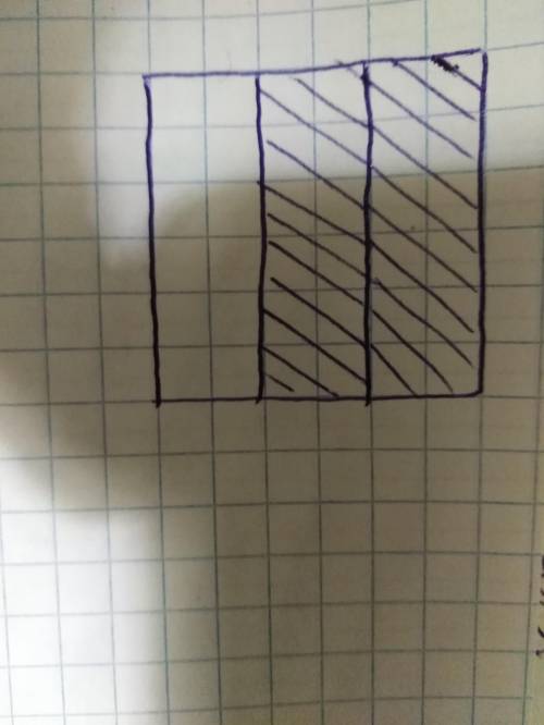 Начертите квадрат со стороной 6 клеток разделите его на 3 доли и закрасьте 2/3 квадрата какая часть