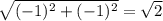 \sqrt{(-1)^{2} + (-1)^{2}} = \sqrt{2}
