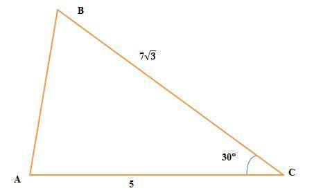 1)найдите сторону ab треугольника abc, если ac=5, bc=7√3см, угол c=30 градусов. 2)найдите сторону bc