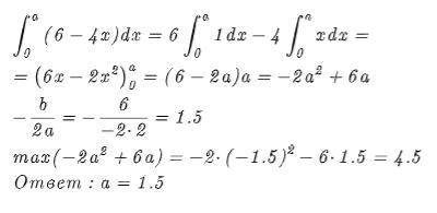 \int\limits^a_0 (6-4x)dx