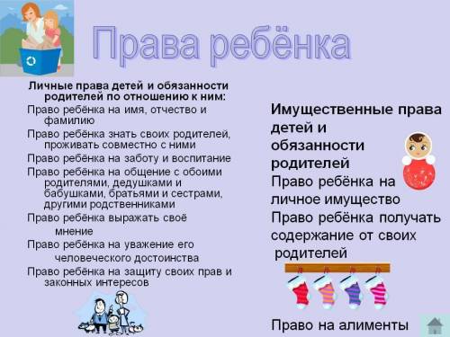 Напишите права которыми обладает ребенок, не достигший 14 лет ​