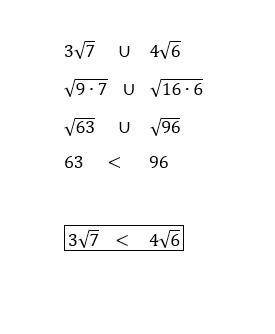 Сравнить 3 корень из 7 и 4 корень из 6