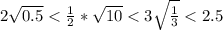 2\sqrt{0.5} < \frac{1}{2}*\sqrt{10} < 3\sqrt{\frac{1}{3}} < 2.5