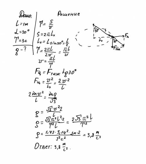40 быстреена марсе шарик подвешенный на нити длиной 1 м вращается в горизонтальной плоскости с перио