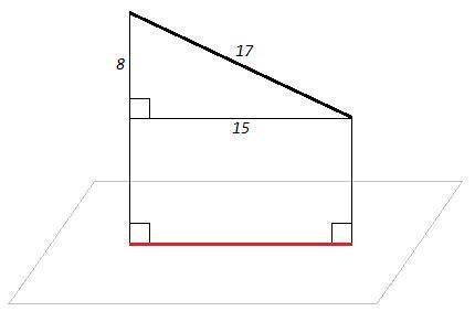 Концы отрезка, ранвого 17см , находиться от плоскости на расстоянии 12 и 20см. найти проекцию этого
