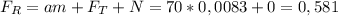 F_{R} =am+F_{T}+N=70*0,0083+0=0,581