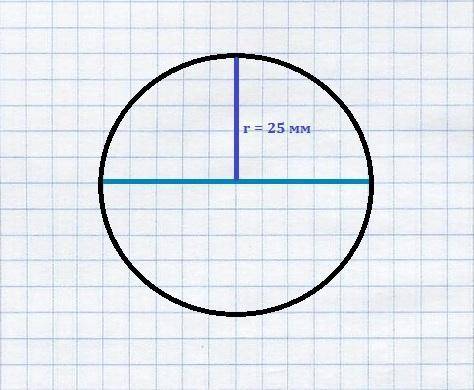 Начерти окружность с радиусом 25 мм. найди диаметр этой окружности , вырази величину в см​
