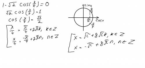1-\sqrt{2} cos(\frac{x}{4} )=0