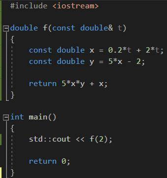 Зарание ) с++ нужно код программы написать) 33 ) вычислите значение функции z=5xy+x при t=2, где y=5