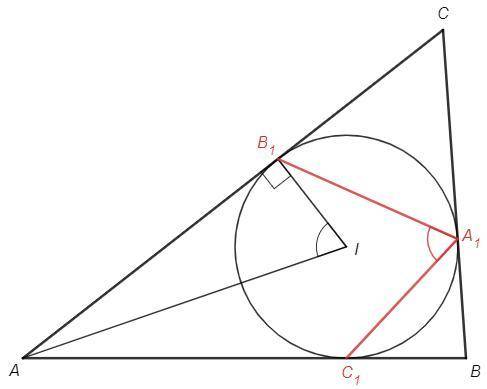 Вписанная окружность треугольника abc касается сторон ab, bc, ac в точках c1, a1, b1 соответственно.