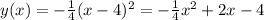 y(x)=-\frac{1}{4}(x-4)^2=-\frac{1}{4}x^2+2x-4