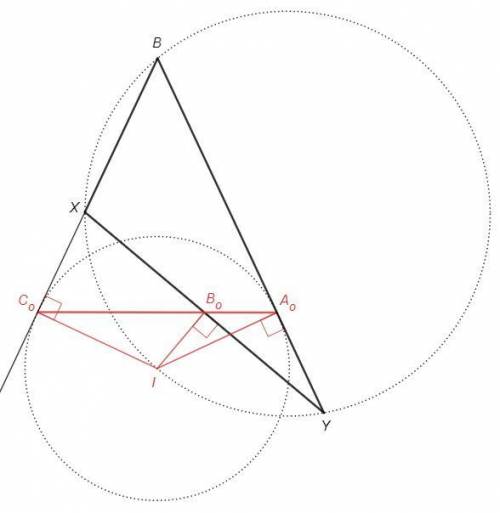 Решить : окружность с центром i, вписанная в треугольник авс, касается сторон ав и вс в точках с0 и