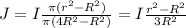 J=I\frac{\pi(r^2-R^2)}{\pi(4R^2-R^2)}=I\frac{r^2-R^2}{3R^2}