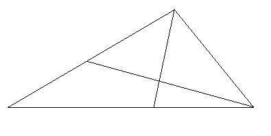 Разрежь треугольник двумя разрезамина три треугольника и один четырёхугольник​