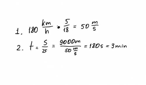 The speed of a rock is 180 km/h. if its displacement was 9000 m, calculate: a) its speed in m/s. b)