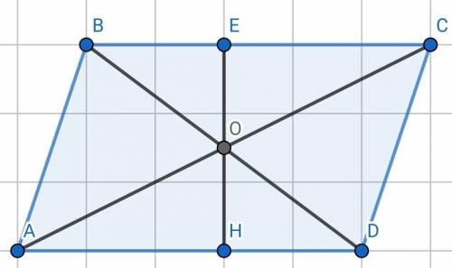 Впараллелограмме abcd диагонали пересекаются в точке o, сторона bc=10. из точки o на сторону ad опущ