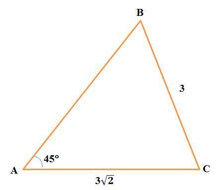 Втреугольнике авс даны две стороны вс=3 , ас = 3 корень из 2 и угол а=45 градусов , найдите угол в