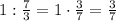 1:\frac73 = 1\cdot\frac37=\frac37