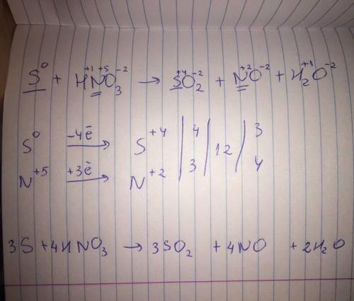 Методом электронного расставьте коэффициенты s+hno3 - so2+no+h2o​