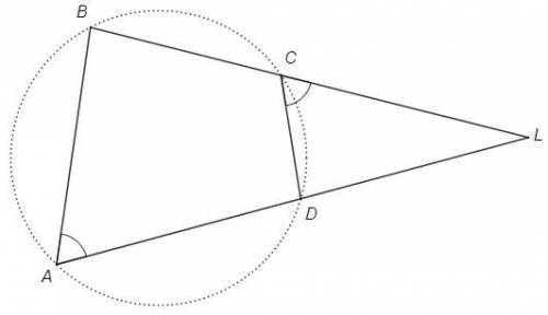 Четырехугольник abcd вписан в окружность, а продолжения сторон ad и bc пересекаются в точке l. докаж