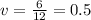 v=\frac{6}{12} =0.5