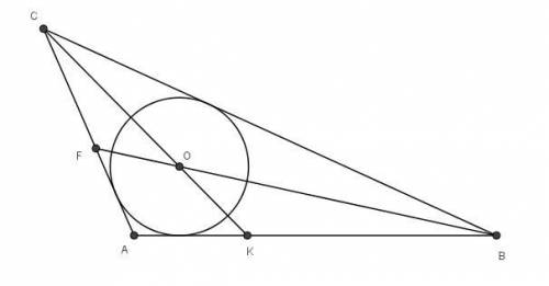 Втреугольнике abc известно, что ab= 8 см, bc= 11 см, ac= 5 см. в каком отношении. центр круга, вписа