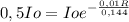 0,5Io=Ioe^{-\frac{0,01R}{0,144} }