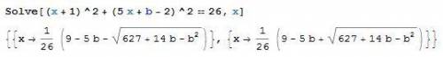 Прямая y=5x+b проходит через центр окружности (x+1)^2 + (y-2)^2 = 26. Одна из точек пересечения прям