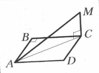 Прямая CM перпендикулярна плоскости прямоугольника ABCD (см. рисунок). Найдите отрезок СМ, если АВ=3