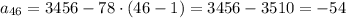 a_{46}=3456-78\cdot (46-1)=3456-3510=-54