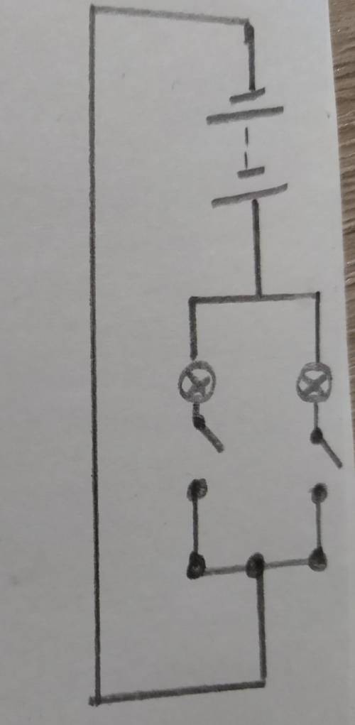 Начертите схему следующей установки: три последовательно соединённых элемента питают током две парал