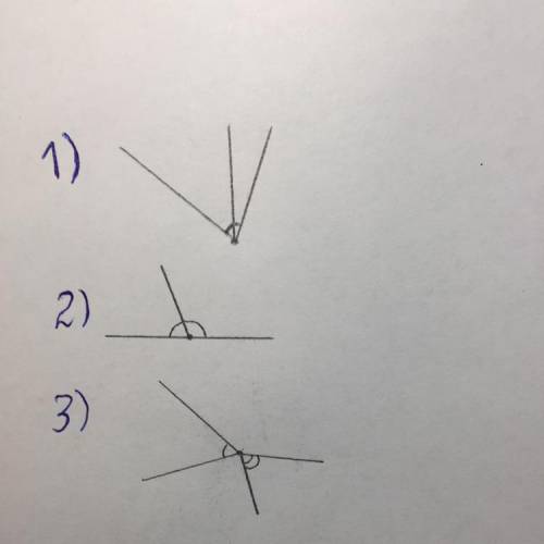 ( )Нарисуй1)два последовательных, но не смежных угла; 2)два смежных угла; 3)два угла с общей вершино
