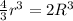 \frac{4}{3}r^3 =2 R^3