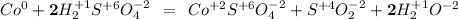 Co^0 + \bold{2} H_2^{+1}S^{+6}O_4^{-2} \: \: = \: \: Co^{+2}S^{+6}O_4^{-2} + S^{+4}O_2^{-2}+\bold{2}H_2^{+1}O^{-2}