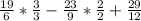 \frac{19}{6} * \frac{3}{3} - \frac{23}{9} * \frac{2}{2} + \frac{29}{12}