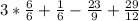 3*\frac{6}{6} + \frac{1}{6} - \frac{23}{9} + \frac{29}{12}