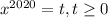 x^{2020}=t, t\geq 0