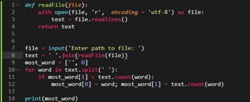 в Python. Есть файл с каким то текстом и нужно найди самое часто встречающееся слово.