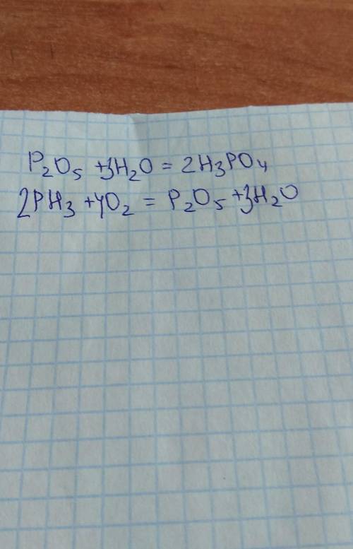 Превратите схемы уравнения P2O5+H2O→H3PO4PH3+O2→P3O5+H2O​