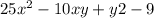 25x^{2} - 10xy + y2 - 9