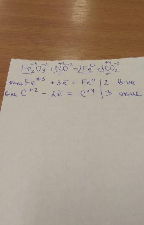 Для реакції Fe2O3 + CO → Fe + CO2 визначте загальну кількість електронів, що бере участь у процесах