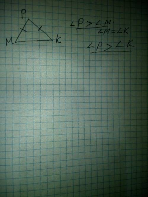 Сравните углы треугольника MPK, если MP= PK<MK ​