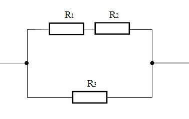 Два последовательно соединённых резистора R 1 и R 2 соединены с третьим R 3 параллельно. Сопротивлен