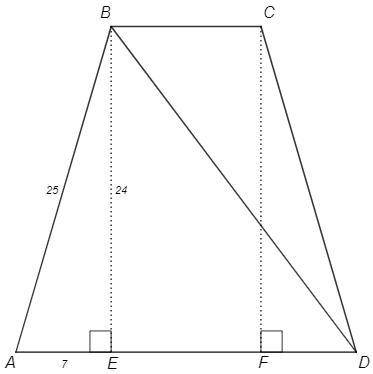 В равнобедренной трапеции с основаниями 11 см. и 25 см. провели диагонали, которые являются биссектр
