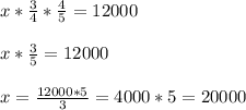x * \frac{3}{4} * \frac{4}{5} = 12000\\\\x * \frac{3}{5} = 12000\\\\x = \frac{12000 * 5}{3} = 4000* 5 = 20000