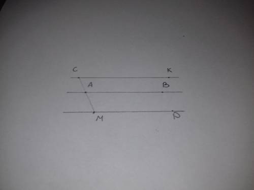 Точки A, B, C, P, K и M расположены так, что прямая AB паралельна прямой СК, а прямая СК паралельна