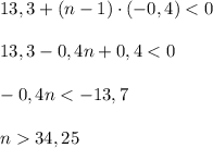 13,3+(n-1)\cdot (-0,4)