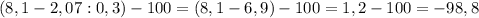 (8,1-2,07: 0,3) - 100=(8,1-6,9)-100=1,2-100=-98,8